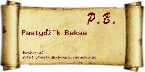 Pastyák Baksa névjegykártya